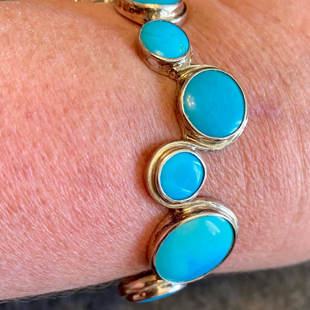 Turquoise and silver bracelet - Picture 4 of 5